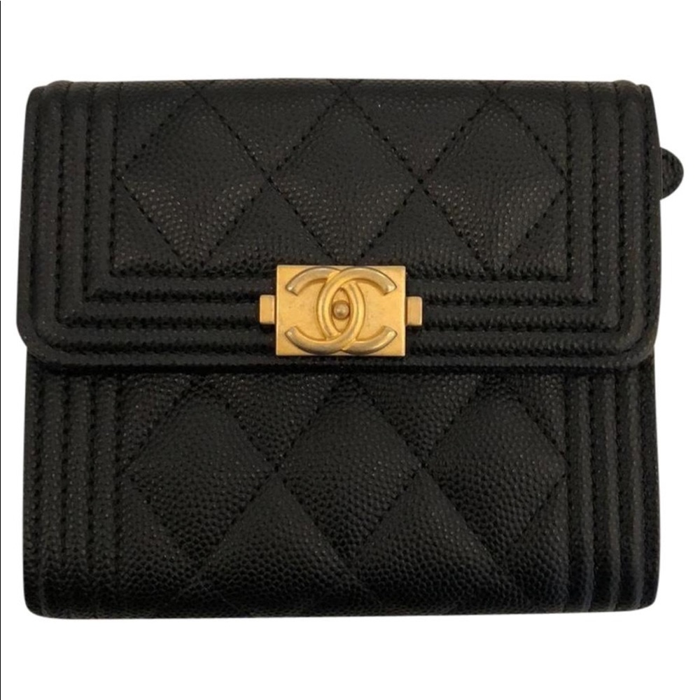 Chanel black with gold hardware wallet